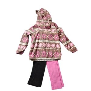 Pink and Brown Patterned Hoodie with Pants Set
